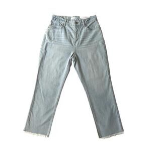 LOFT Curvy High Waist Straight Crop Jeans Light Wash Raw Hem Size 26/2 NWT